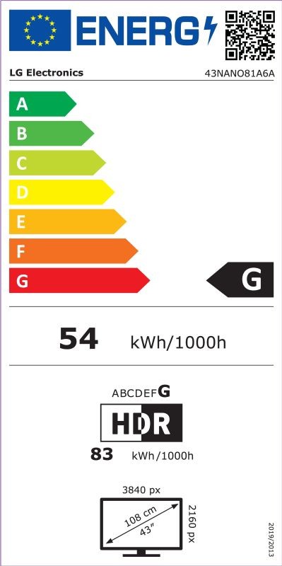 Etiqueta de Eficiencia Energética - 43NANO81A6A