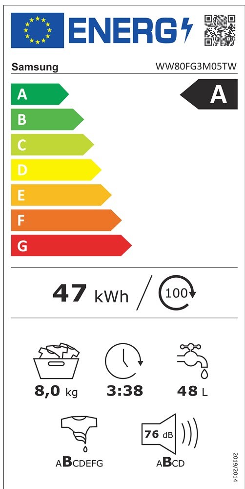 Etiqueta de Eficiencia Energética - WW80FG3M05TWEC