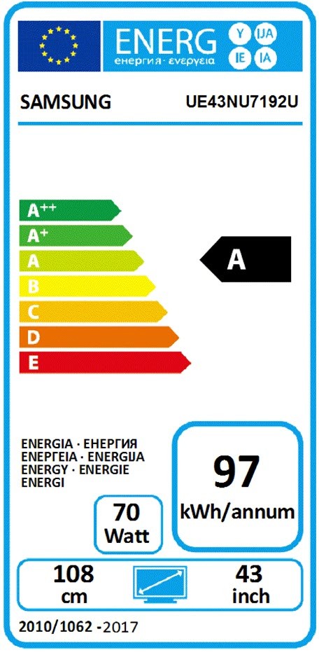 Etiqueta de Eficiencia Energética - UE43NU7192