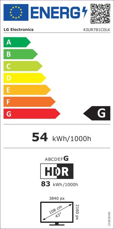 Etiqueta de Eficiencia Energética - 43UR781C