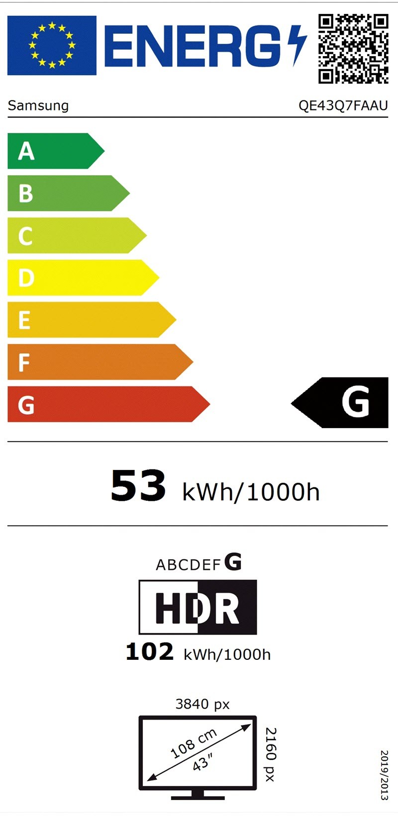 Etiqueta de Eficiencia Energética - 43QF7UXXH