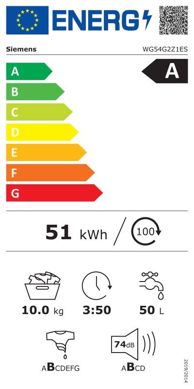 Etiqueta de Eficiencia Energética - WG54G2Z1ES