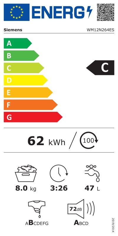 Etiqueta de Eficiencia Energética - WM12N264ES