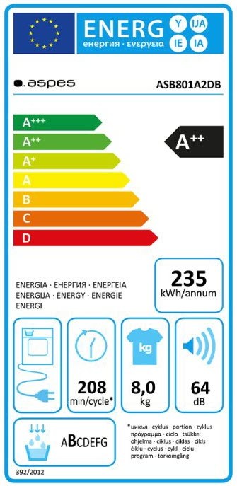 Etiqueta de Eficiencia Energética - ASB801A2DB