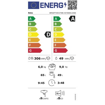 Lavasecadora Beko BM5DFT49437WB Blanco