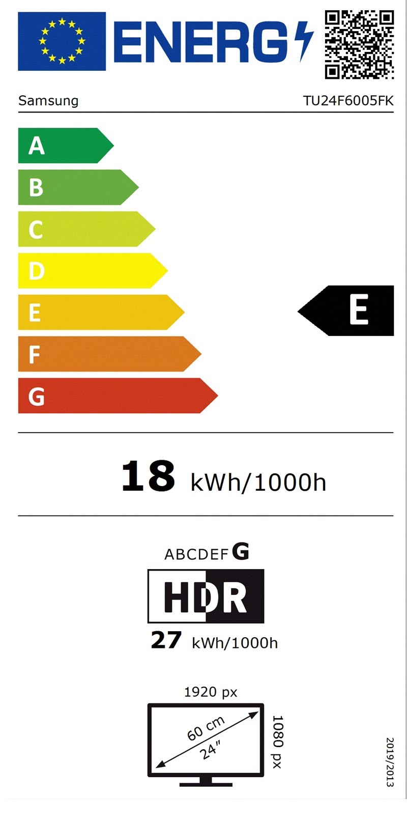 Etiqueta de Eficiencia Energética - TU24F6005FKXXC