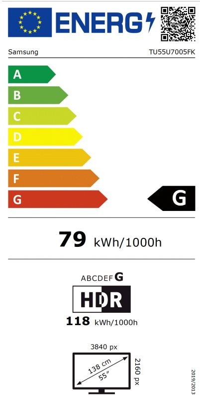 Etiqueta de Eficiencia Energética - TU55U7005FKXXC
