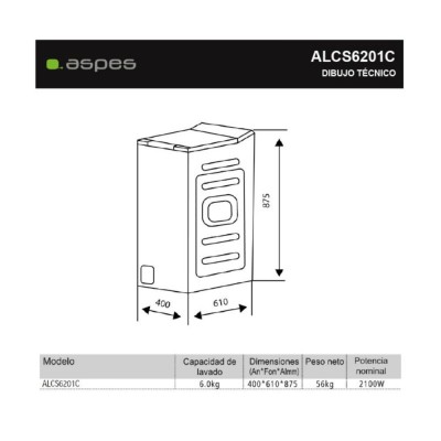 Lavadora Carga Superior ASPES ALCS6201C