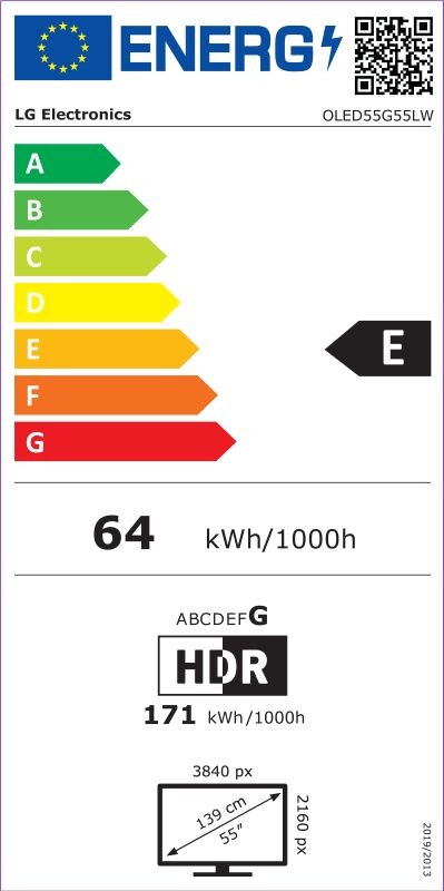 Etiqueta de Eficiencia Energética - OLED55G55LW