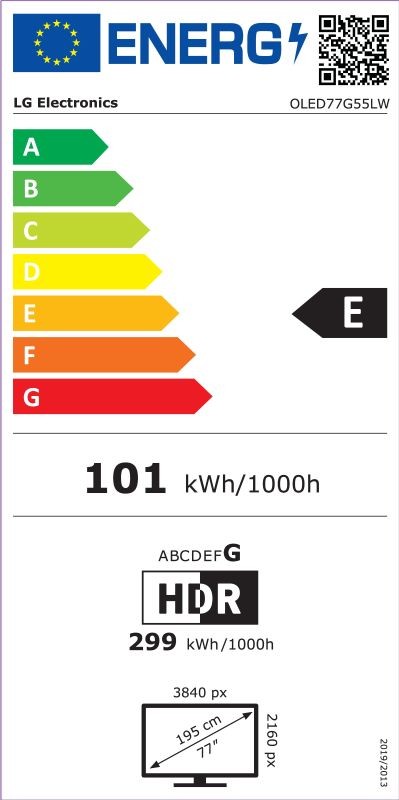Etiqueta de Eficiencia Energética - OLED77G55LW