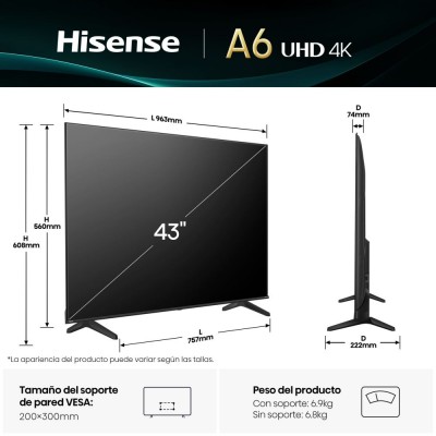 TV LED HISENSE 43A6Q