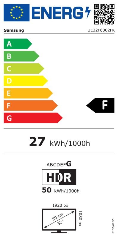 Etiqueta de Eficiencia Energética - UE32F6002FK