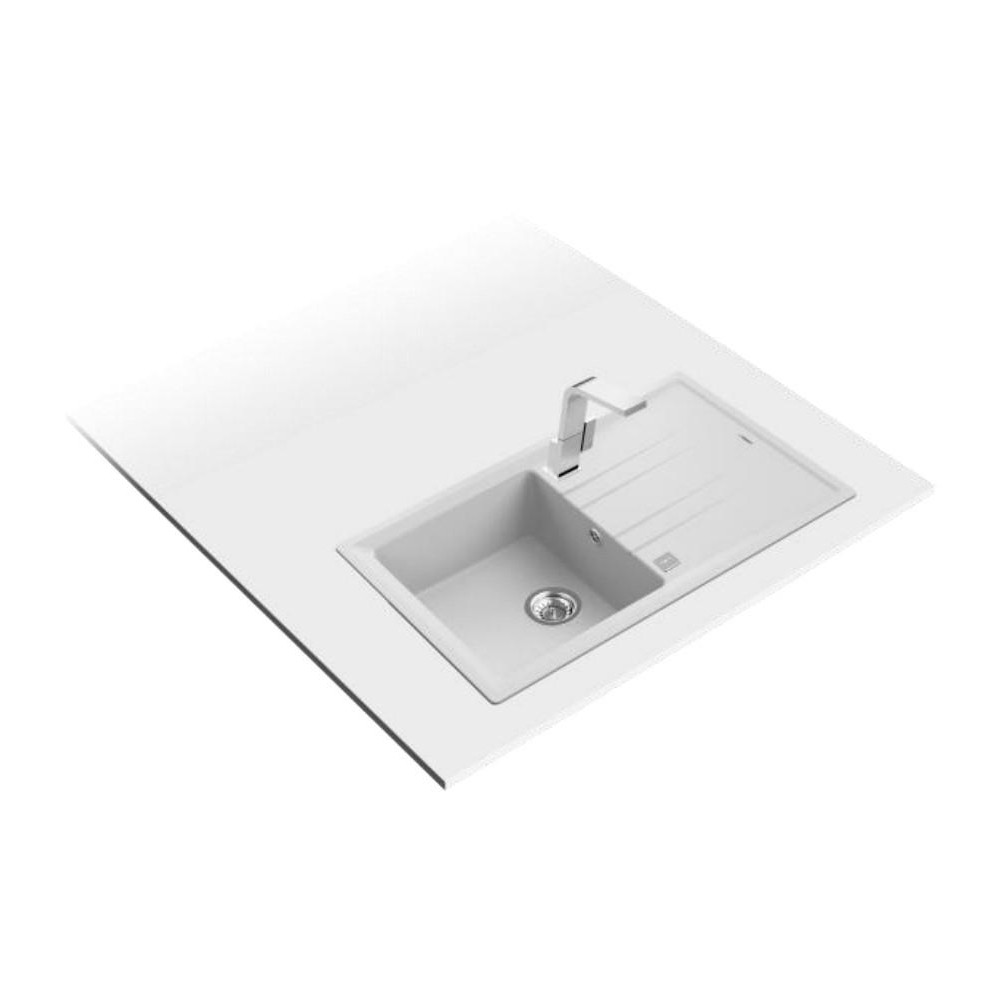 Teka Stone Einbauwaschbecken 60 Cm – Rechteckig, Bündig, Großes Becken Mit Stufe Für GN-Garbehälter, Perfekt Für Dampfgaren & Profi-Küchen