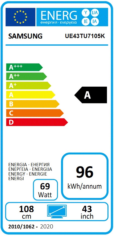 Etiqueta de Eficiencia Energética - UE43TU7105